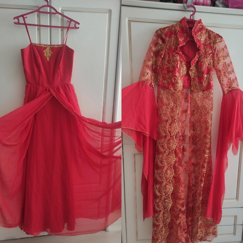 Small beden kırmızı işlemeli bindallı - Görsel 3