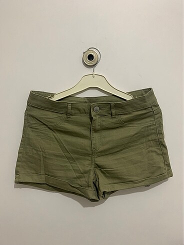H&M 36 beden haki renk mini kot şort