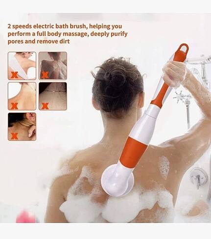 4 başlıklı Pilli banyo vücut temizlik fırçası