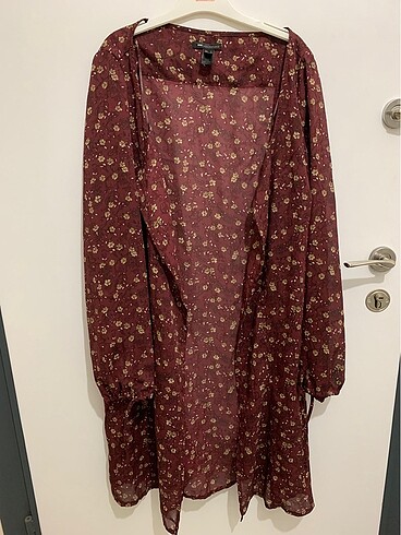 Mango L beden bordo çiçek desenli şifon tunik