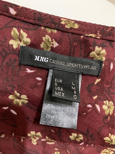 Mango Mango L beden bordo çiçek desenli şifon tunik