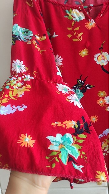 46 Beden Big free 3XL çiçek desenli salaş bluz