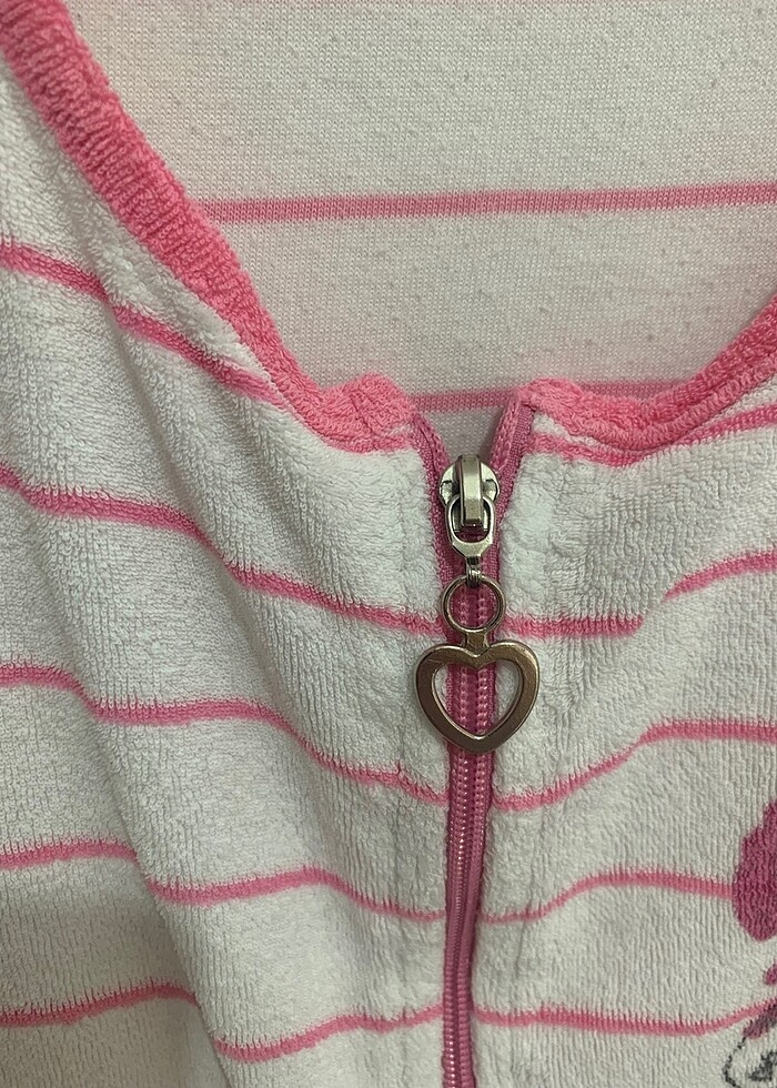 S-M uyumlu pembe beyaz havlu elbise - Görsel 3