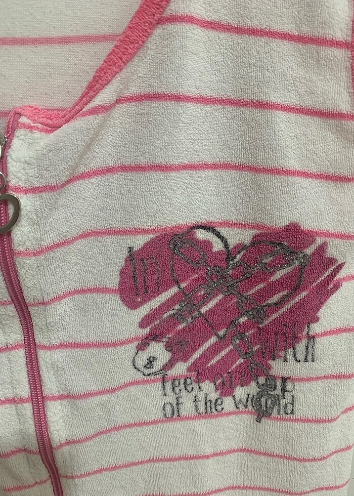 S-M uyumlu pembe beyaz havlu elbise - Görsel 2