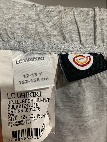 12-13 Yaş Beden gri Renk LCW Galatasaray 12-13 yaş pijama altı