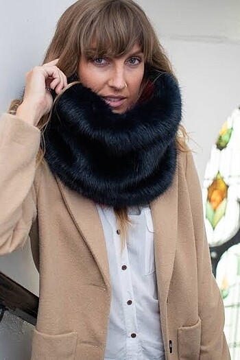 Kürk snood atkı - Görsel 3