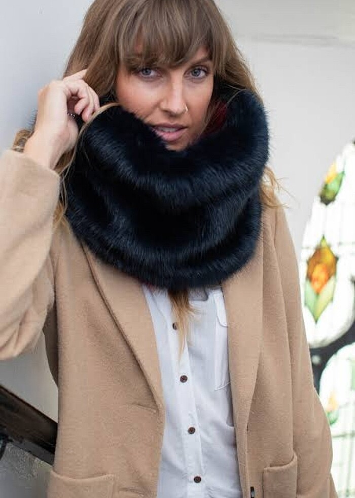 Kürk snood atkı - Görsel 3