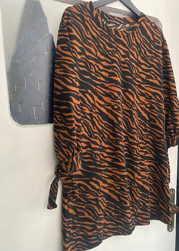m Beden kahverengi Renk Kahverengi Zebra Desenli Kadın Uzun Kollu Tunik