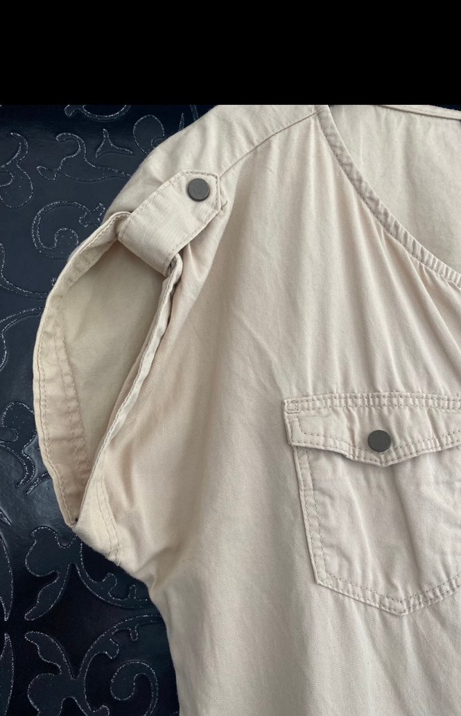 Bej Kısa Kollu Fermuarlı Midi Elbise - Görsel 2