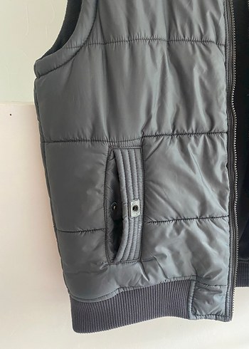 Gri Erkek Fermuarlı Kolsuz şişme Mont - Görsel 5