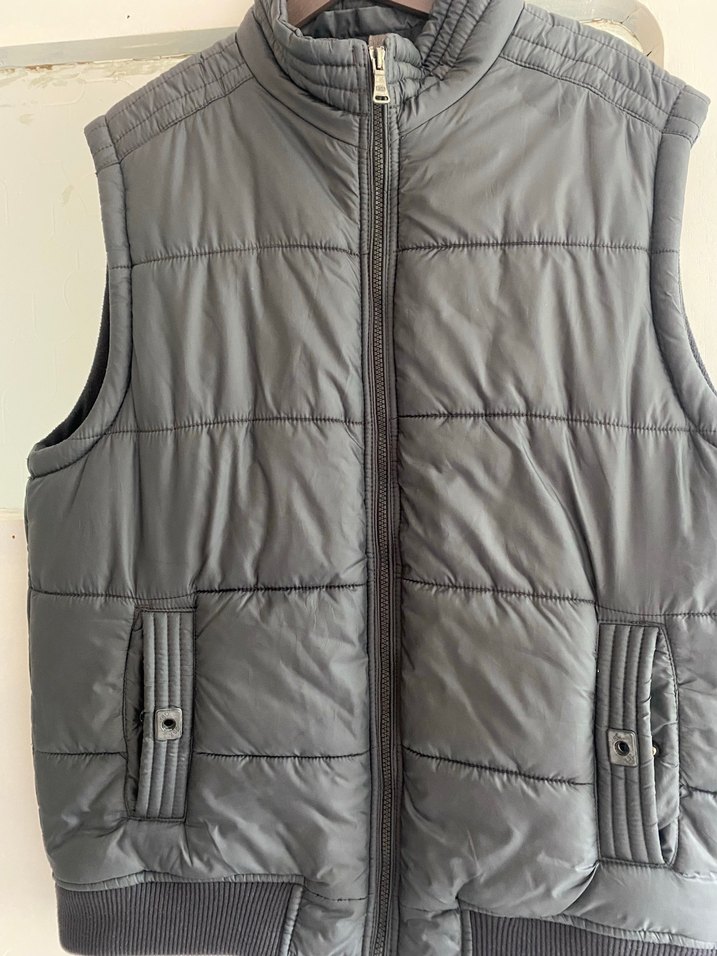 Gri Erkek Fermuarlı Kolsuz şişme Mont - Görsel 4