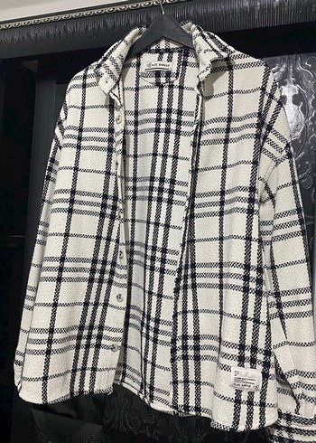 Ekose Desenli Gri Beyaz ünisex Gömlek - Görsel 3