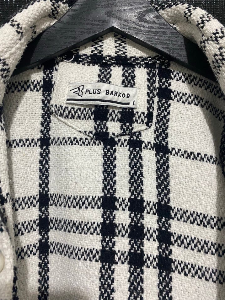 Ekose Desenli Gri Beyaz ünisex Gömlek - Görsel 2