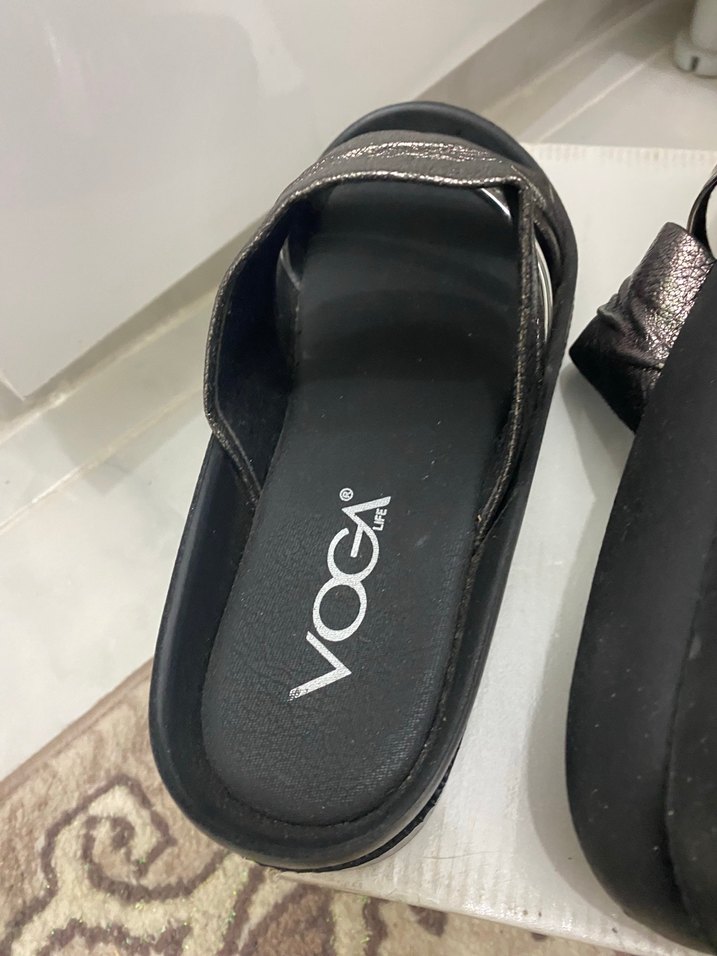 Gri Yılan Desenli Dolgu Topuk Kadın Terlik - Görsel 4