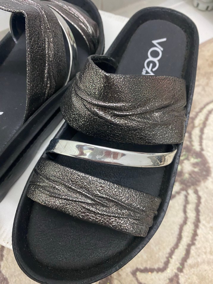 Gri Yılan Desenli Dolgu Topuk Kadın Terlik - Görsel 5