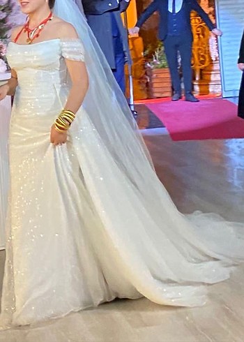 Beyaz Prenses Model Kısa Kollu Gelinlik - Görsel 3