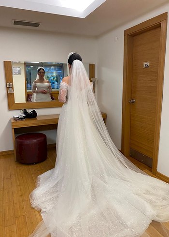 Beyaz Prenses Model Kısa Kollu Gelinlik - Görsel 2