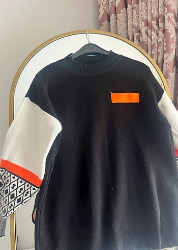 Siyah Örgü Desenli Kadın Sweatshirt - Görsel 5