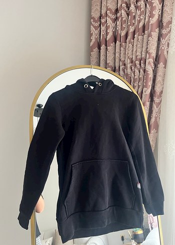 Siyah erkek Kapüşonlu Salaş Sweatshirt - Görsel 4