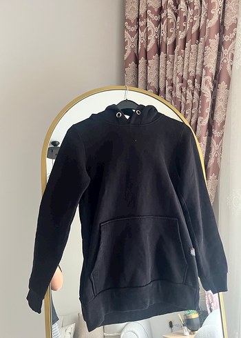 Siyah erkek Kapüşonlu Salaş Sweatshirt - Görsel 2