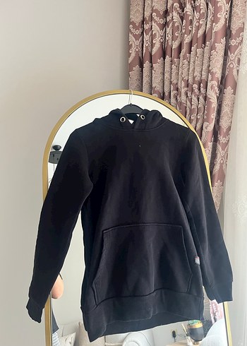 Siyah erkek Kapüşonlu Salaş Sweatshirt - Görsel 3