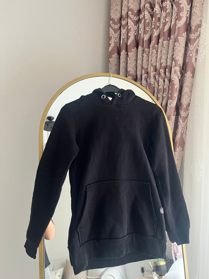 Siyah erkek Kapüşonlu Salaş Sweatshirt - Görsel 5