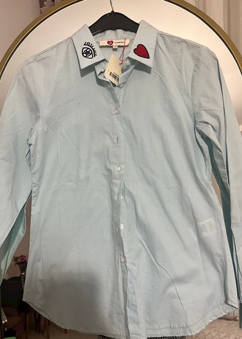 Mavi Baskılı Pamuklu Kadın Gömlek - Görsel 2