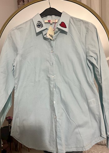 Mavi Baskılı Pamuklu Kadın Gömlek - Görsel 3