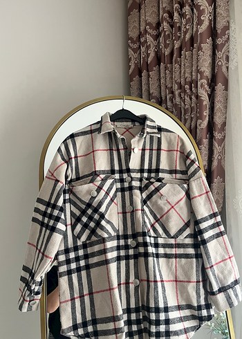 Gri Ekoseli Rahat Kesim Kadın Gömlek - Görsel 5