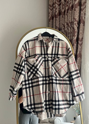 Gri Ekoseli Rahat Kesim Kadın Gömlek - Görsel 9