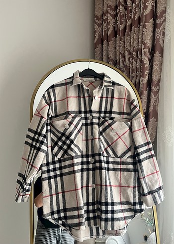 Gri Ekoseli Rahat Kesim Kadın Gömlek - Görsel 13