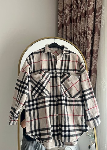 Gri Ekoseli Rahat Kesim Kadın Gömlek - Görsel 14