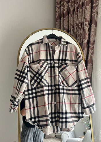 Gri Ekoseli Rahat Kesim Kadın Gömlek - Görsel 7