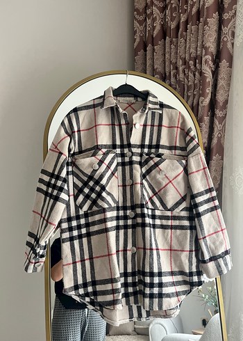 Gri Ekoseli Rahat Kesim Kadın Gömlek - Görsel 8