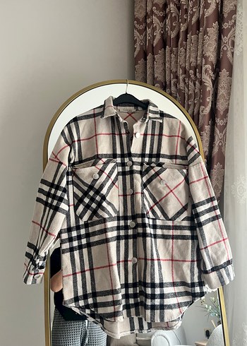 Gri Ekoseli Rahat Kesim Kadın Gömlek - Görsel 11