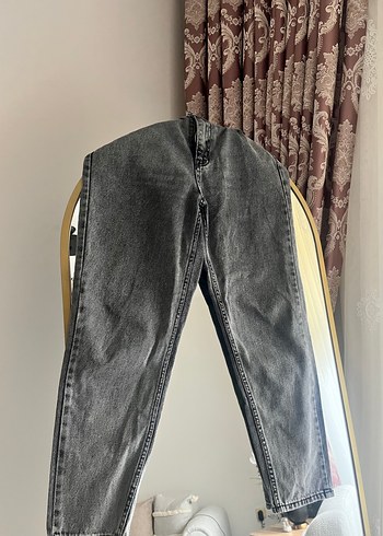 Gri Loose Fit Kadın Kot Pantolon - Görsel 5