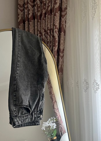 Gri Loose Fit Kadın Kot Pantolon - Görsel 8