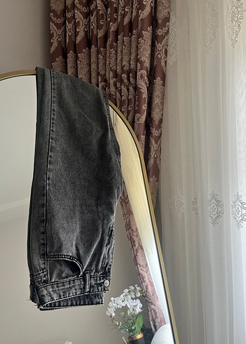 Gri Loose Fit Kadın Kot Pantolon - Görsel 7