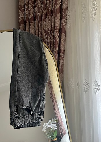 Gri Loose Fit Kadın Kot Pantolon - Görsel 3