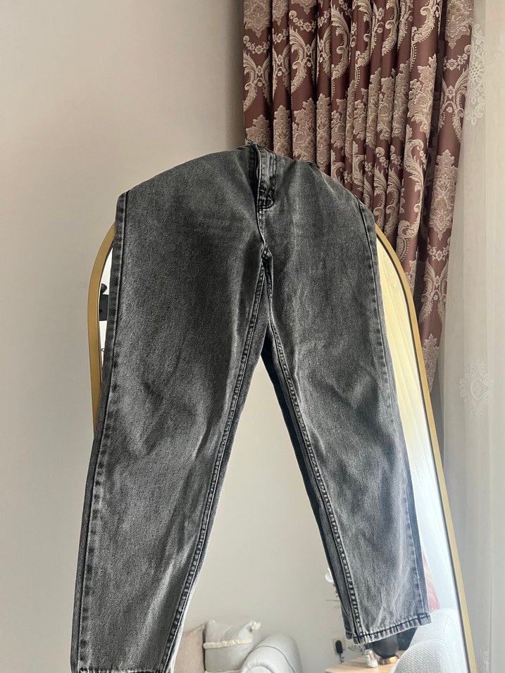 Gri Loose Fit Kadın Kot Pantolon - Görsel 5