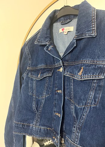 Kadın Lacivert Denim Ceket, Normal Boy, Düğmeli - Görsel 6