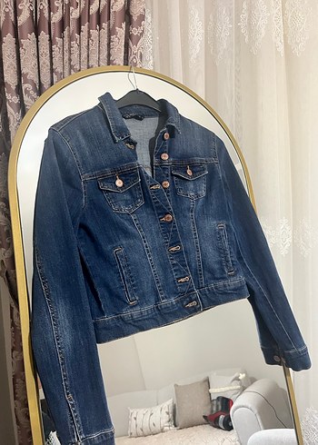 Düğmeli Mavi Kadın Kot Ceket - Görsel 6