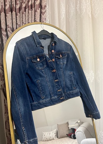 Düğmeli Mavi Kadın Kot Ceket - Görsel 2