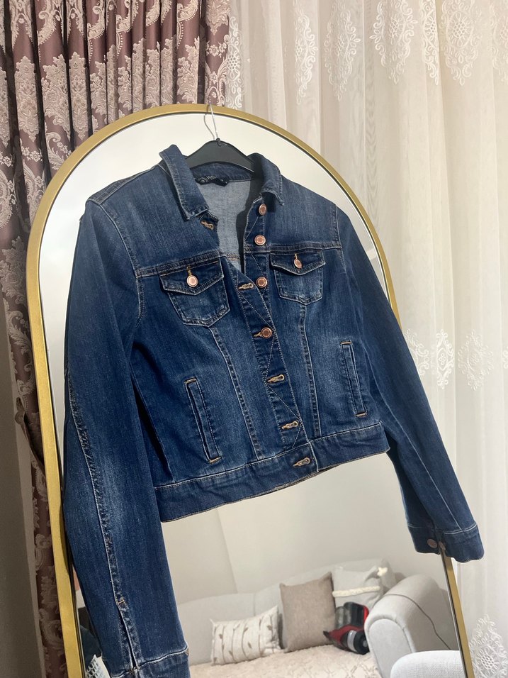 Düğmeli Mavi Kadın Kot Ceket - Görsel 2