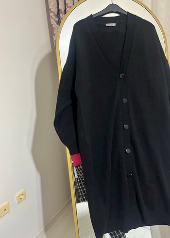 Düğmeli Siyah Uzun Kadın Kaban - Görsel 2