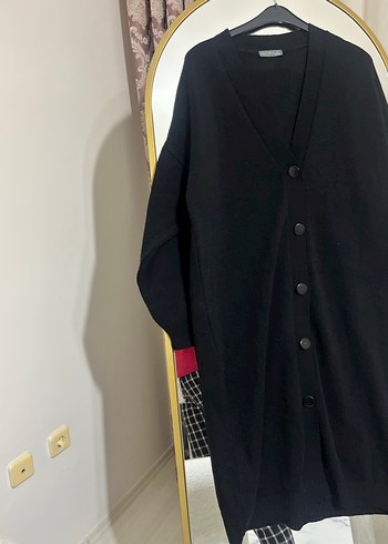 Düğmeli Siyah Uzun Kadın Kaban - Görsel 4