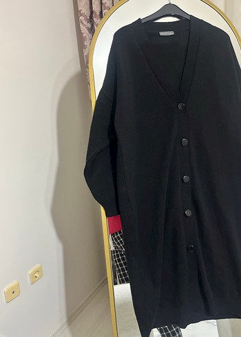 Düğmeli Siyah Uzun Kadın Kaban - Görsel 3