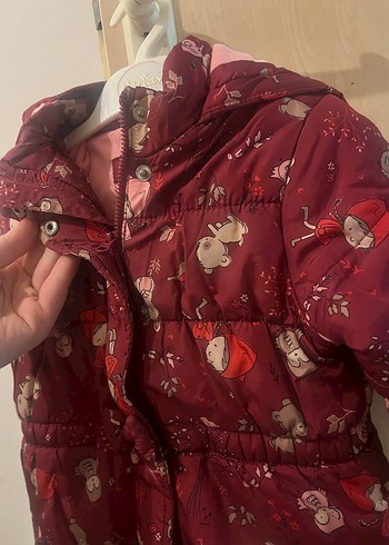 Bordo Kapüşonlu Kız Çocuk Mont - Görsel 9
