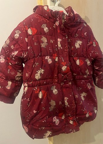Bordo Kapüşonlu Kız Çocuk Mont - Görsel 2