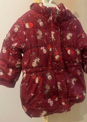 Bordo Kapüşonlu Kız Çocuk Mont - Görsel 4